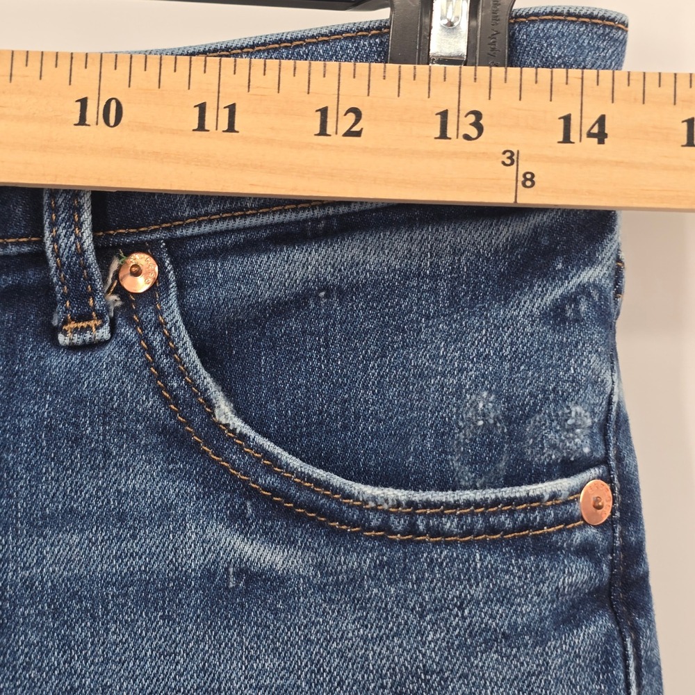 Express Jeans Womens 4 High Waisted Straight Leg Distressed Raw Hem Blue - Picture 7 of 13
